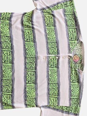 Vtg 90s Permit Striped T Shirt M Green Abstract Geometric Skater Surfer Boxy Tee